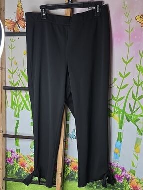 Alfani Womans Black Side Tie Ankle Pants Size Large